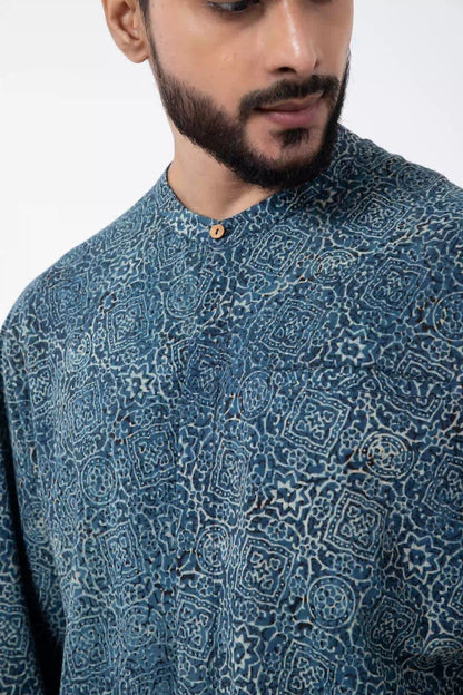 Block printed Silver lining Jaapani Kimono Shirt