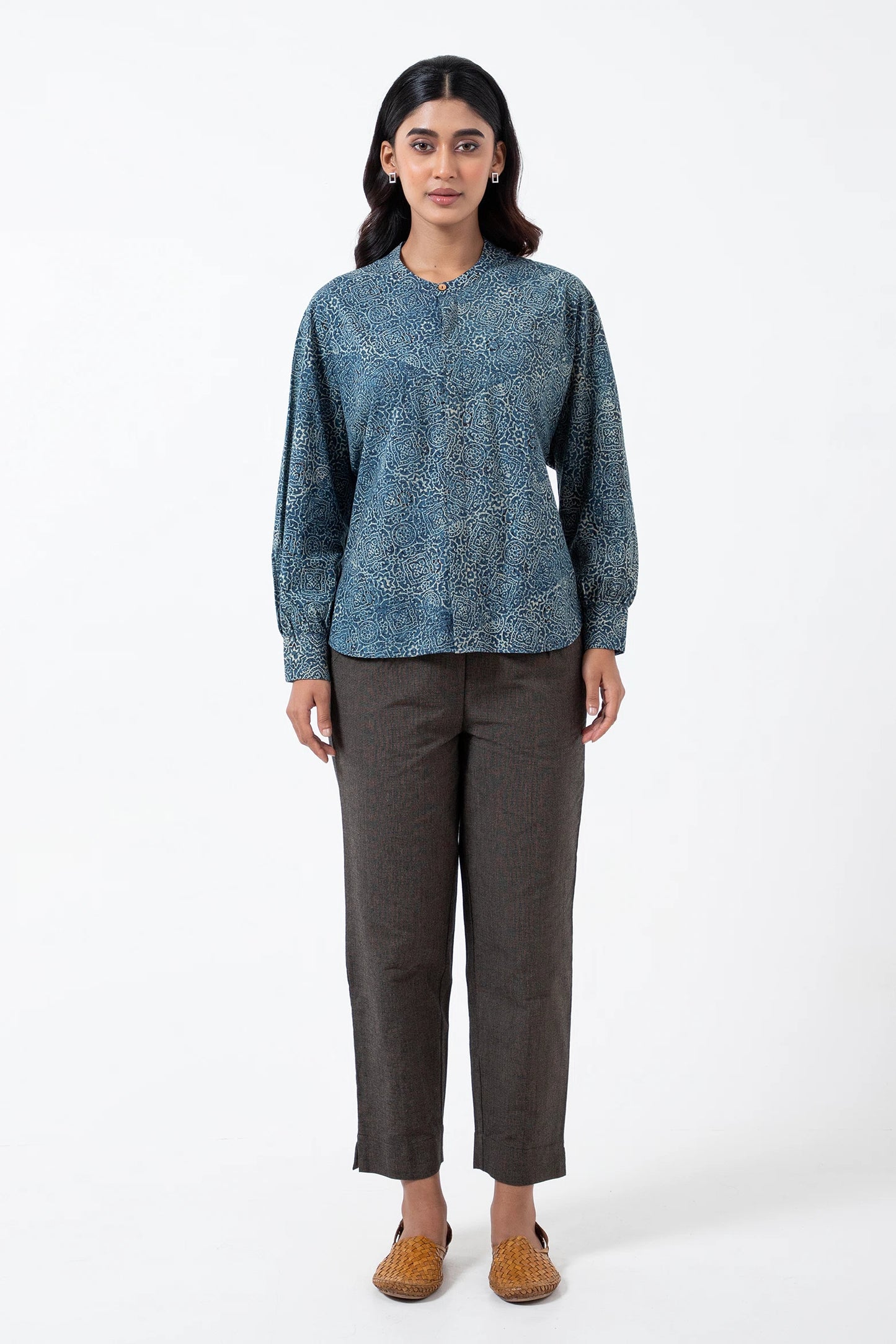 Block printed Silver lining Jaapani Kimono Shirt