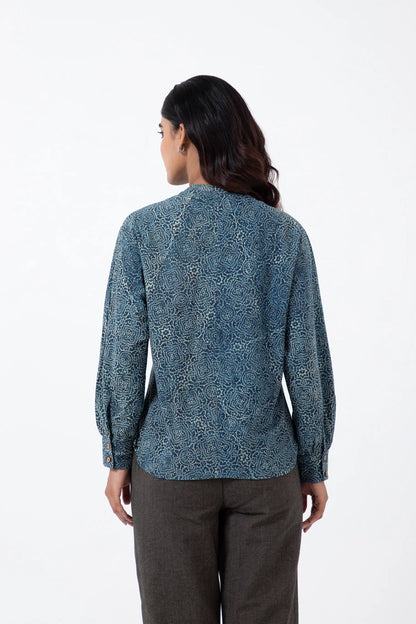 Block printed Silver lining Jaapani Kimono Shirt