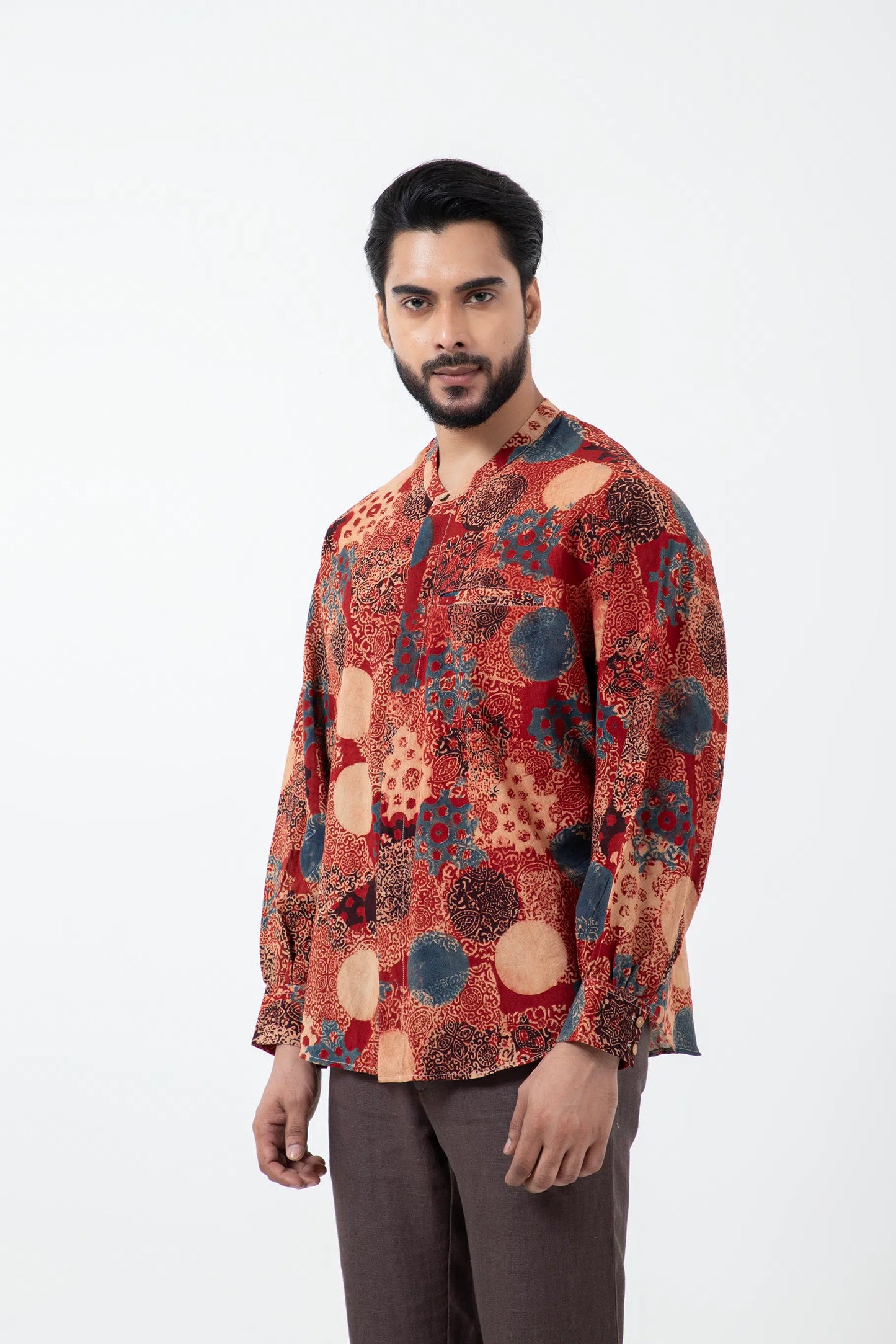 Block printed Alizarine Jaapani Kimono Shirt