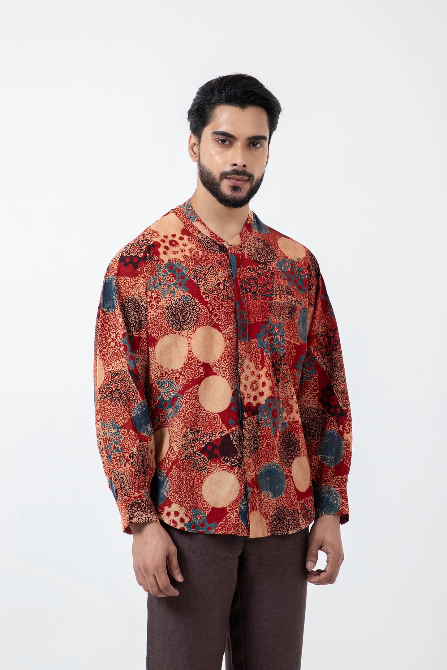 Block printed Alizarine Jaapani Kimono Shirt