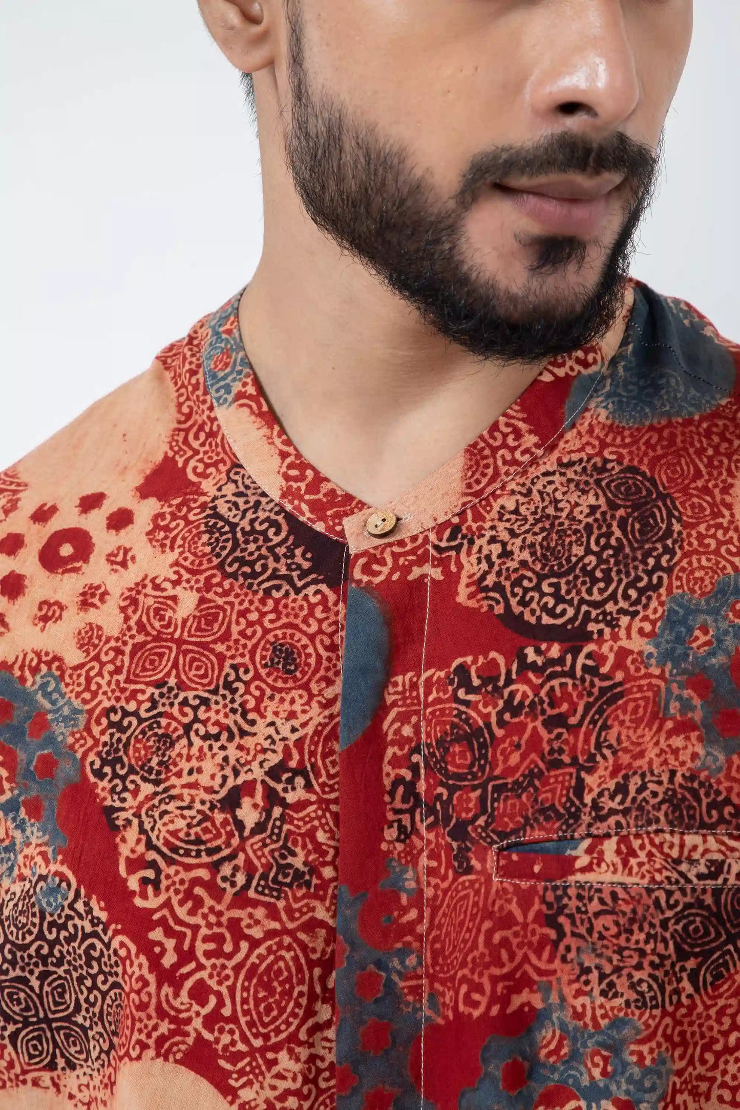 Block printed Alizarine Jaapani Kimono Shirt