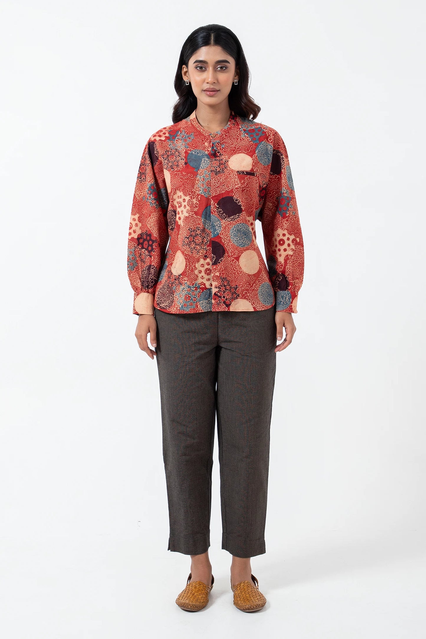 Block printed Alizarine Jaapani Kimono Shirt