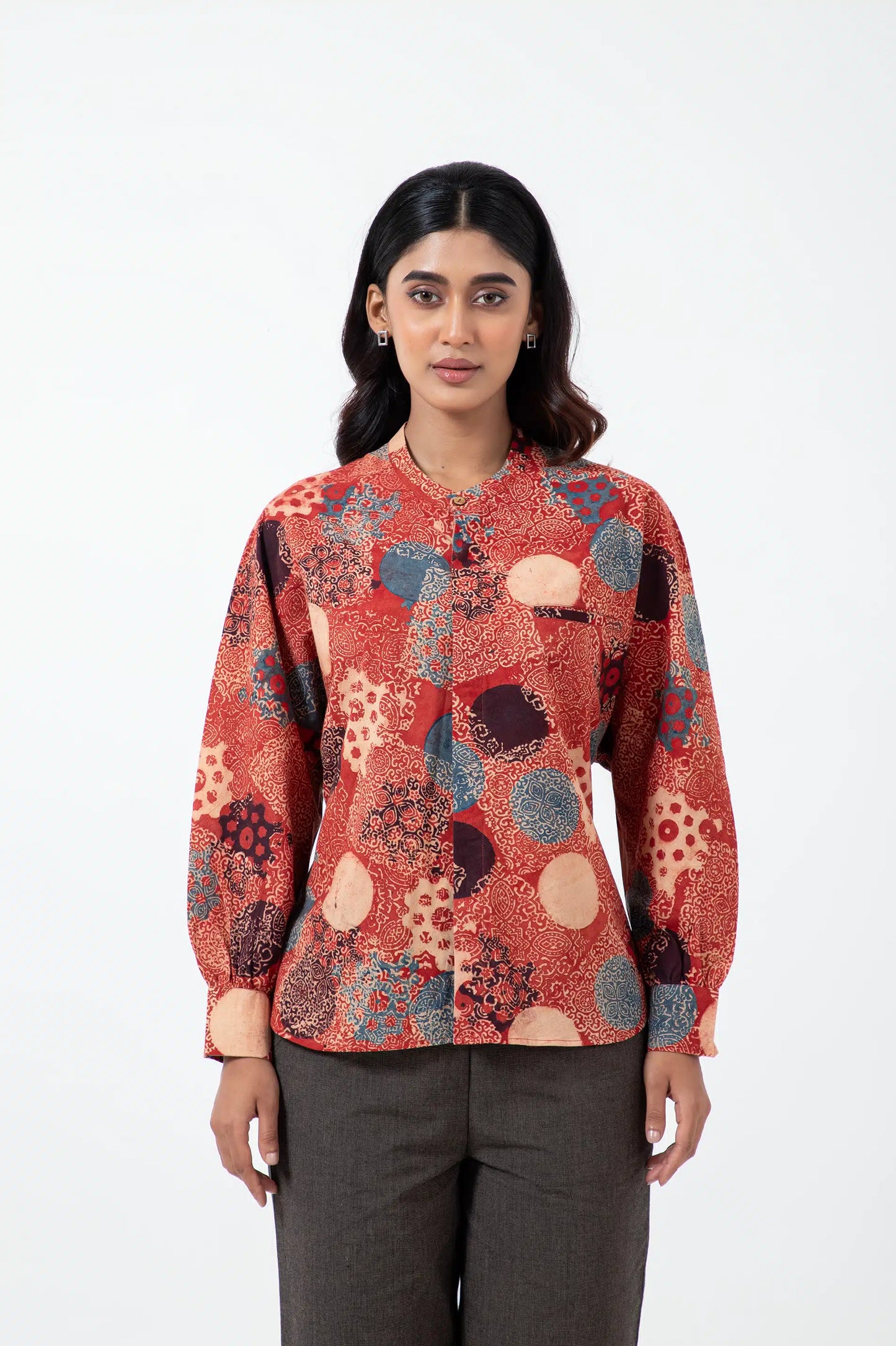 Block printed Alizarine Jaapani Kimono Shirt