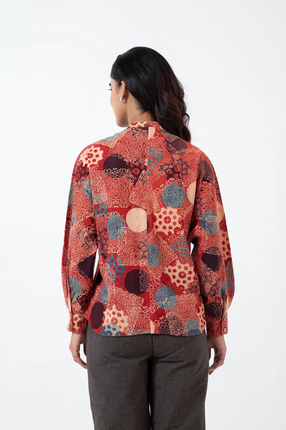 Block printed Alizarine Jaapani Kimono Shirt