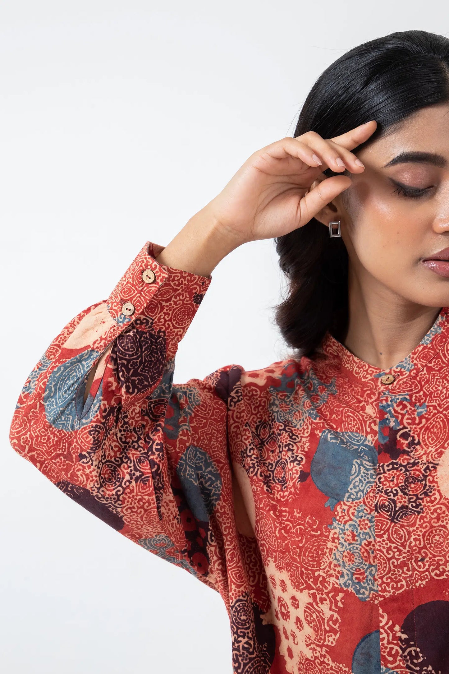 Block printed Alizarine Jaapani Kimono Shirt