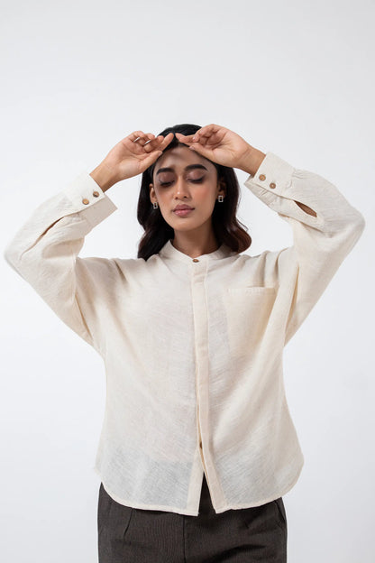 Kala Cotton Off-white Jaapani Kimono Shirt