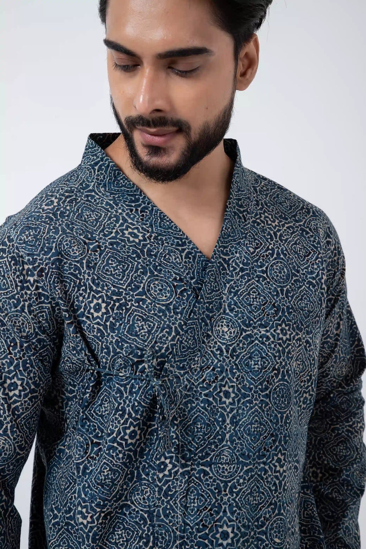 Block printed Silver lining Mughal Shirt