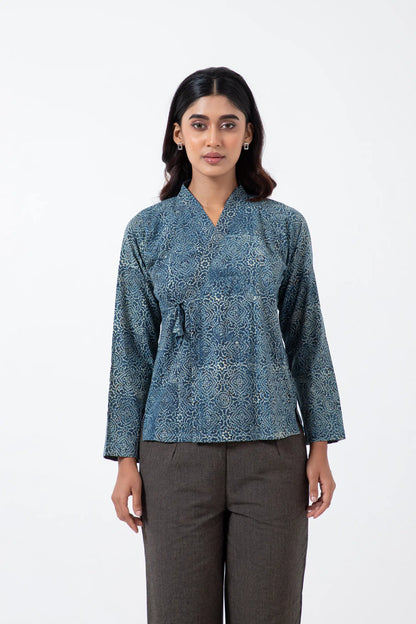 Block printed Silver lining Mughal Shirt