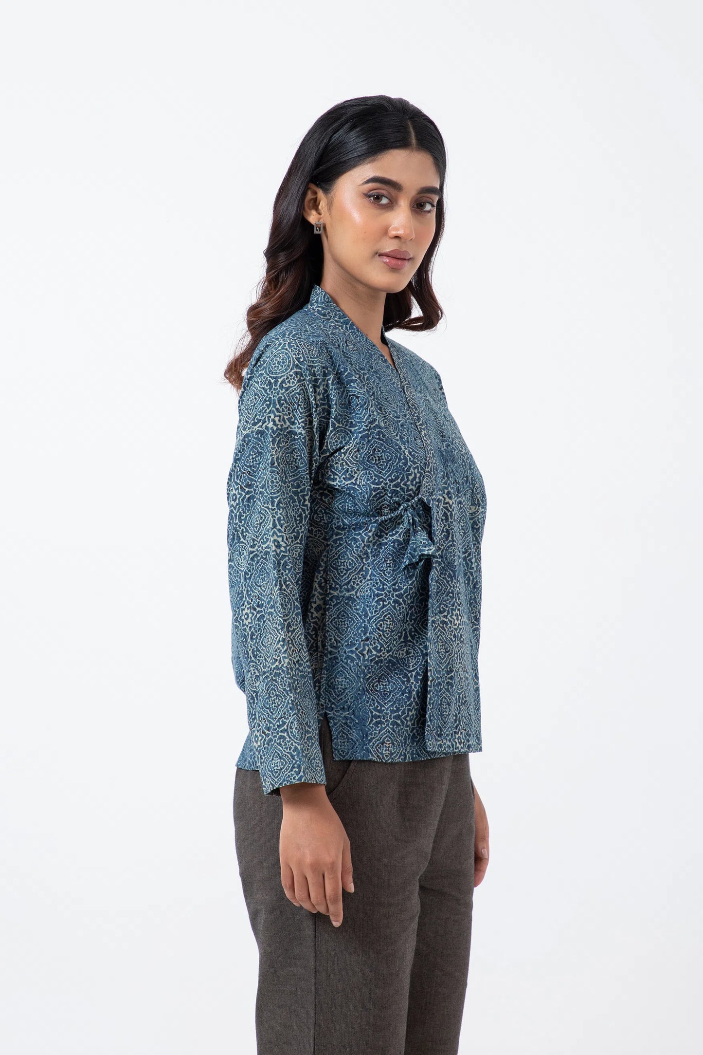 Block printed Silver lining Mughal Shirt