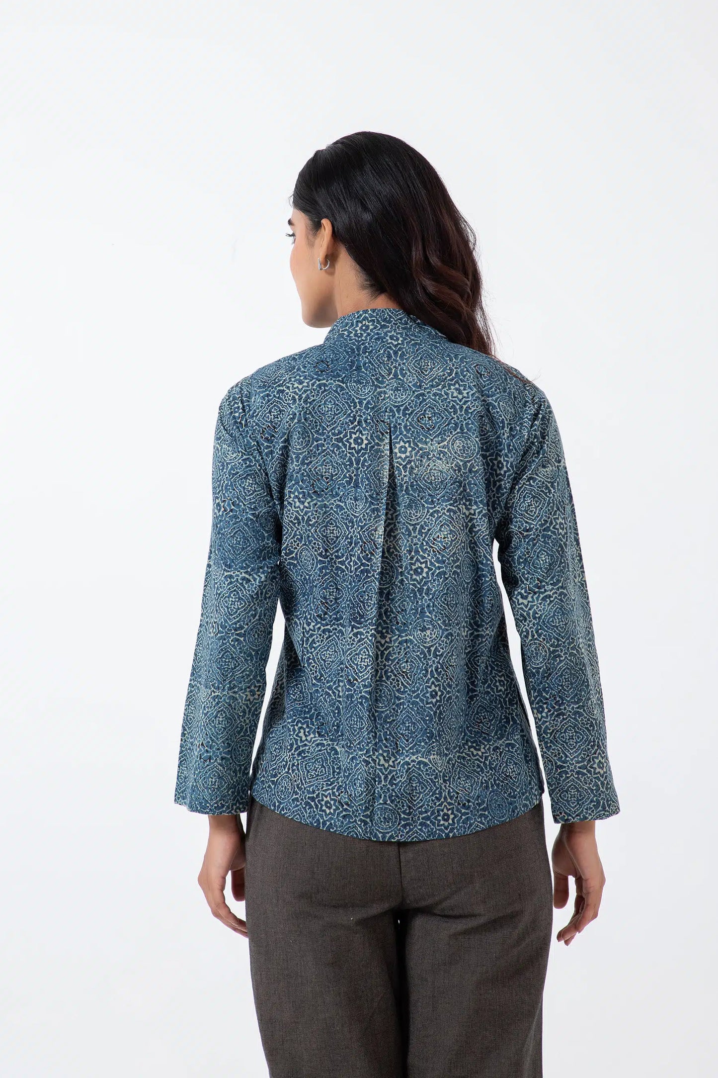 Block printed Silver lining Mughal Shirt