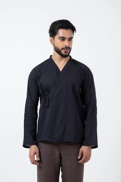 Kala Cotton Black Mughal Shirt