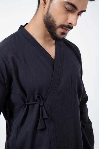 Kala Cotton Black Mughal Shirt