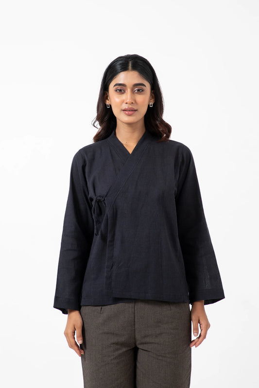 Kala Cotton Black Mughal Shirt