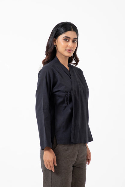 Kala Cotton Black Mughal Shirt