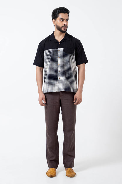 Kala Cotton BnW Checks & Flap Holiday Formal Shirt