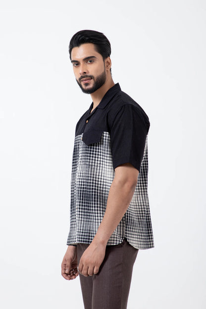 Kala Cotton BnW Checks & Flap Holiday Formal Shirt