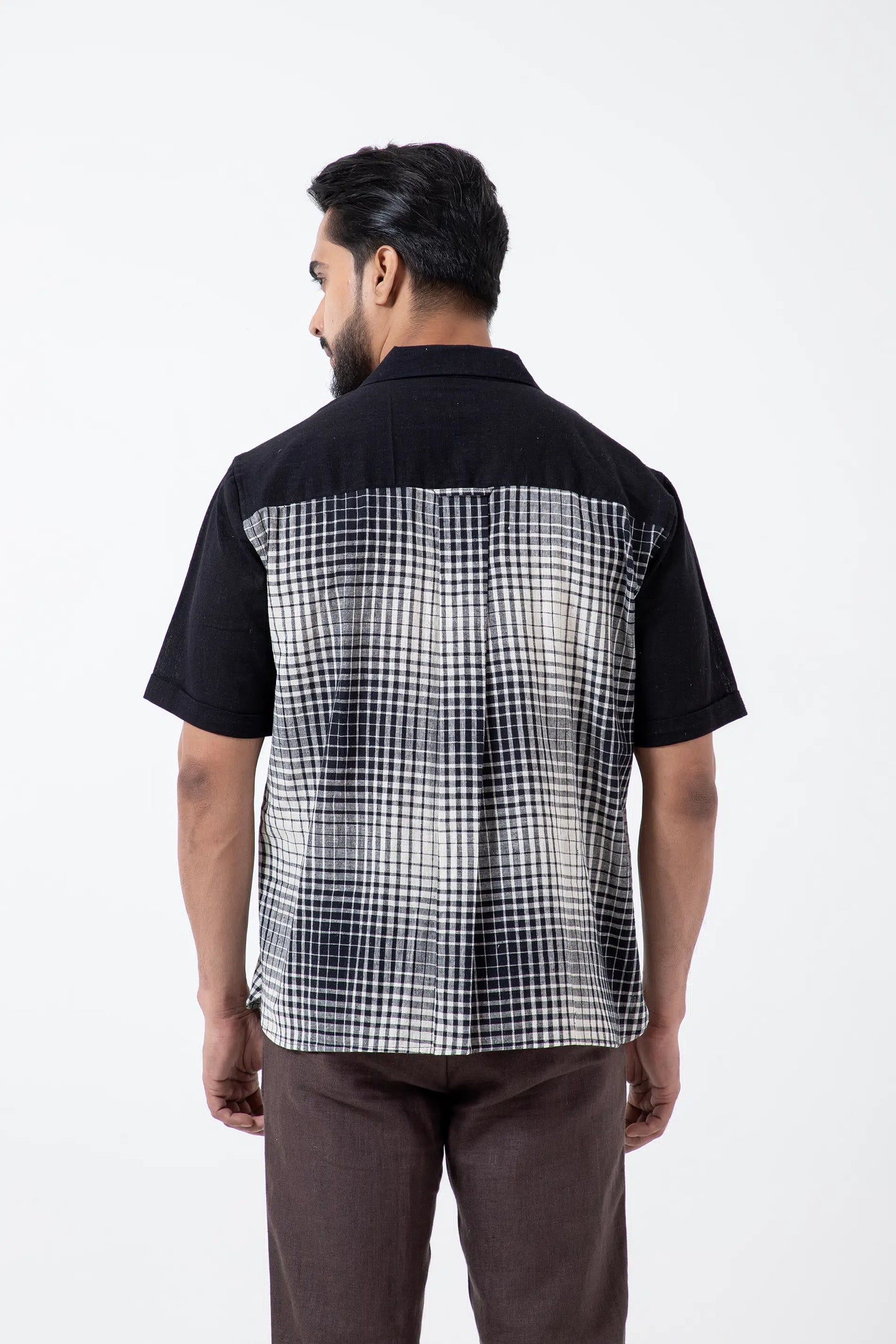 Kala Cotton BnW Checks & Flap Holiday Formal Shirt