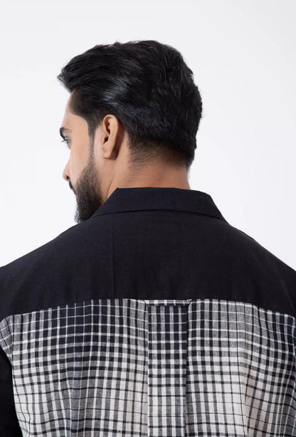 Kala Cotton BnW Checks & Flap Holiday Formal Shirt