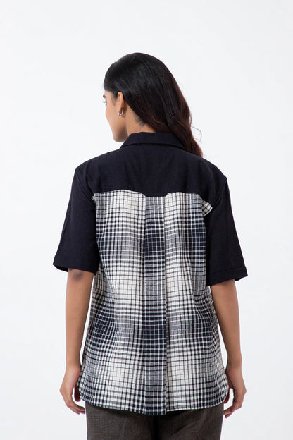 Kala Cotton BnW Checks & Flap Holiday Formal Shirt