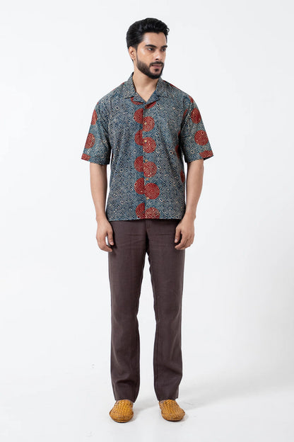 Block printed Sky stopper Holiday Formal Shirt