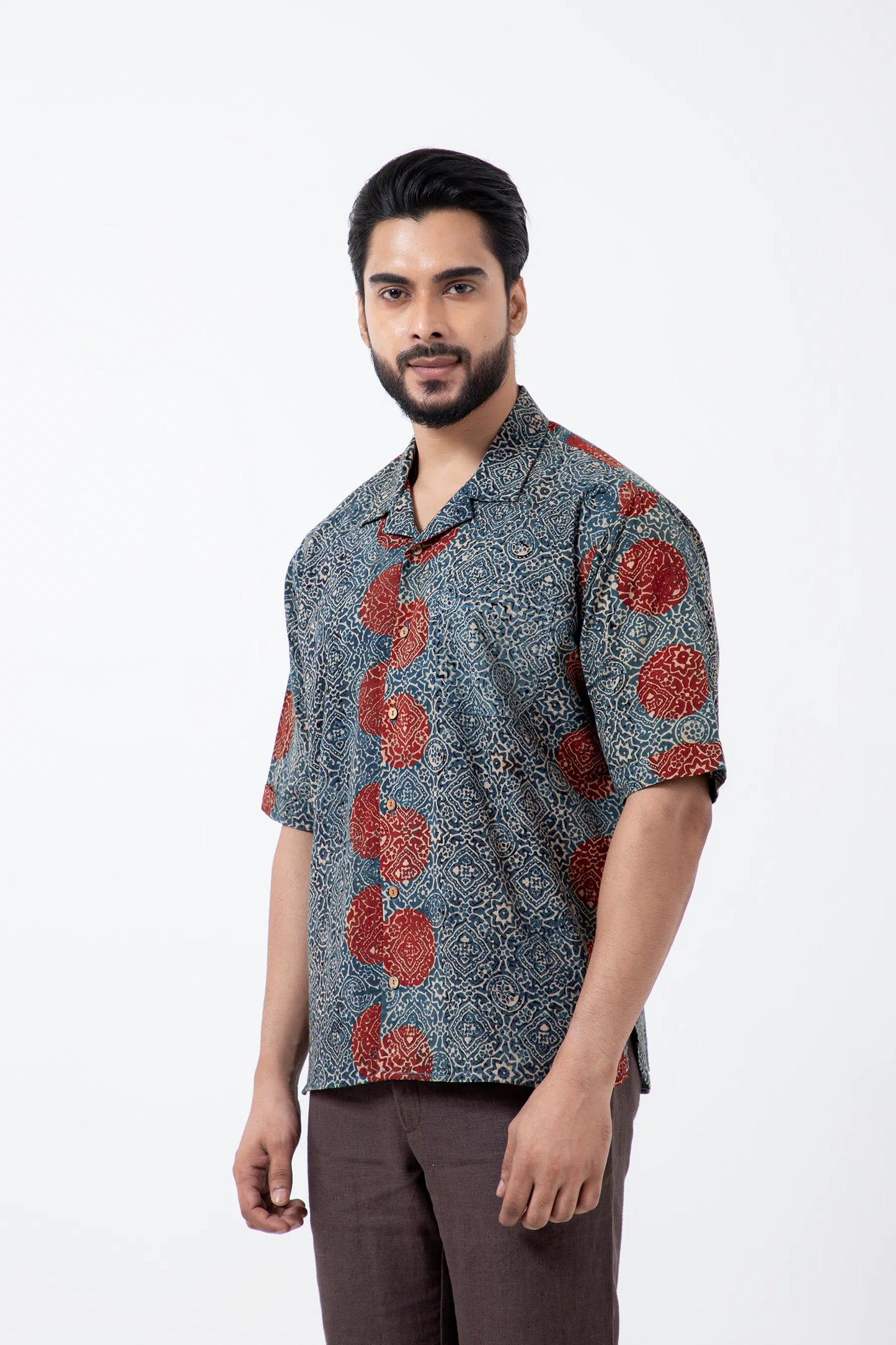 Block printed Sky stopper Holiday Formal Shirt