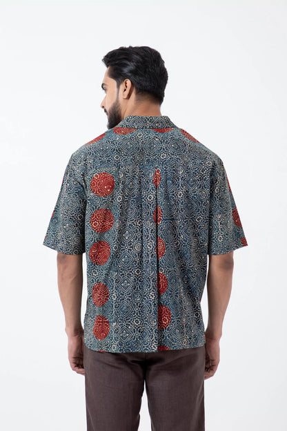 Block printed Sky stopper Holiday Formal Shirt