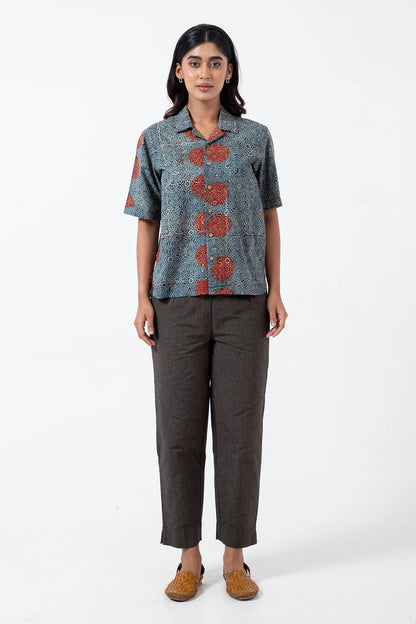 Block printed Sky stopper Holiday Formal Shirt