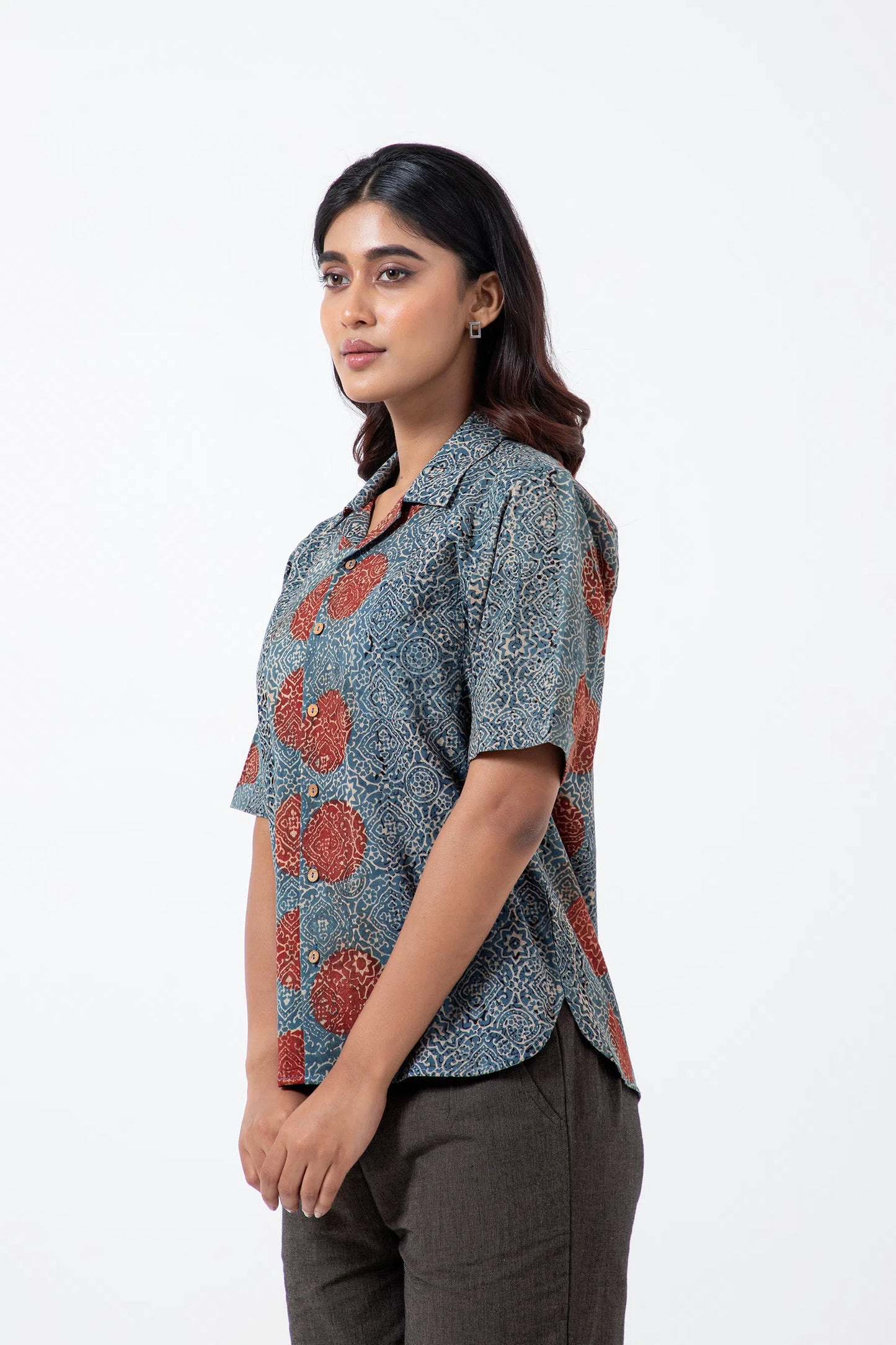 Block printed Sky stopper Holiday Formal Shirt