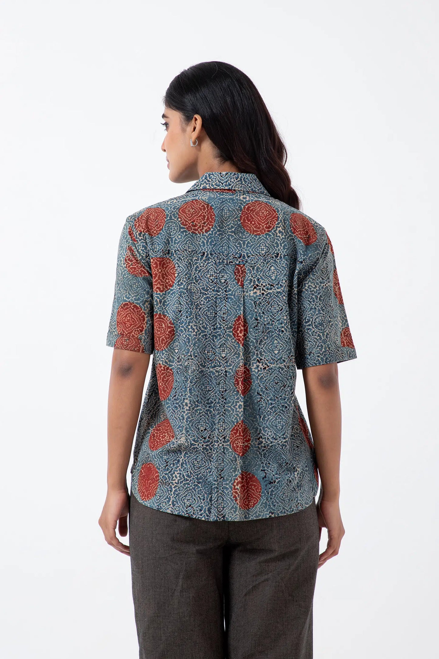 Block printed Sky stopper Holiday Formal Shirt