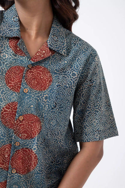 Block printed Sky stopper Holiday Formal Shirt