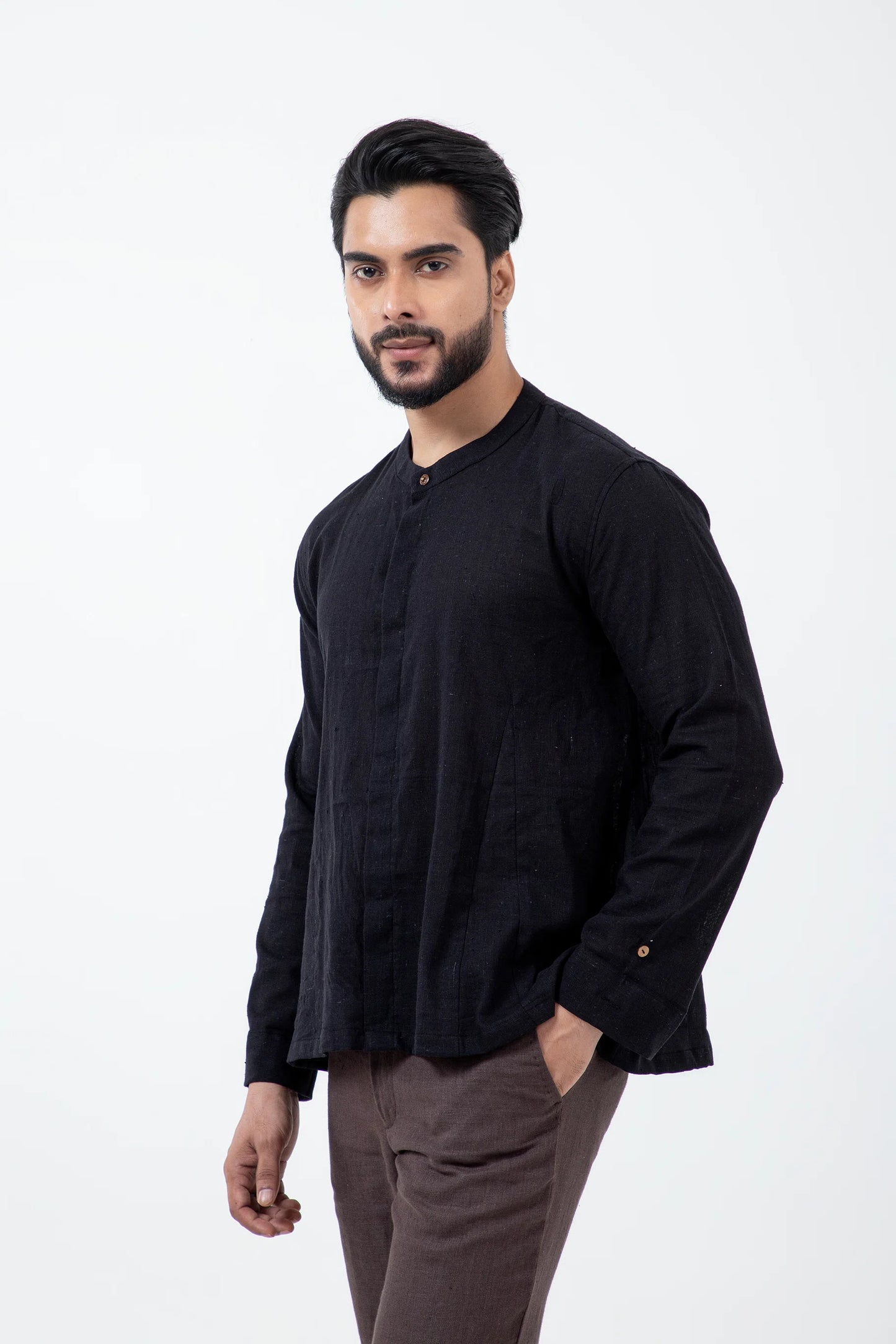 Kala Cotton Black Angrezi Shirt