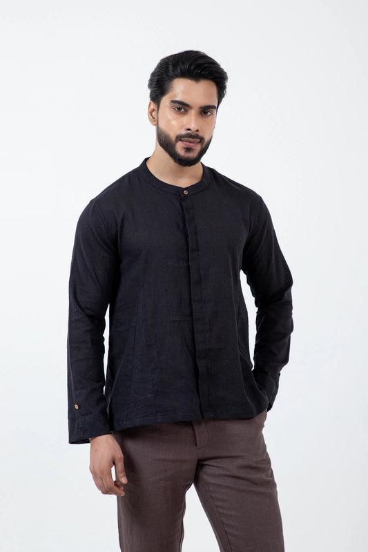 Kala Cotton Black Angrezi Shirt