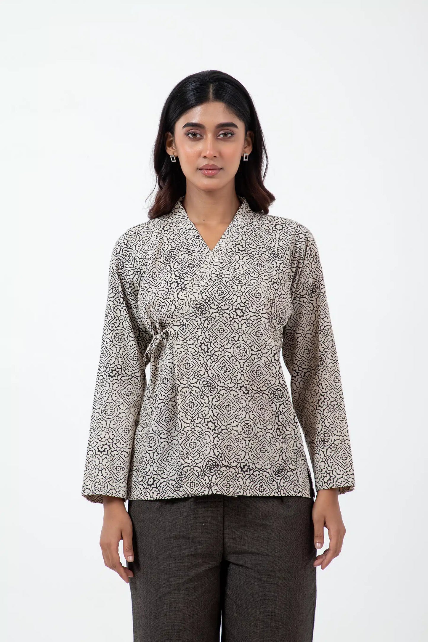 Block printed White Skyline Mughal Shirt