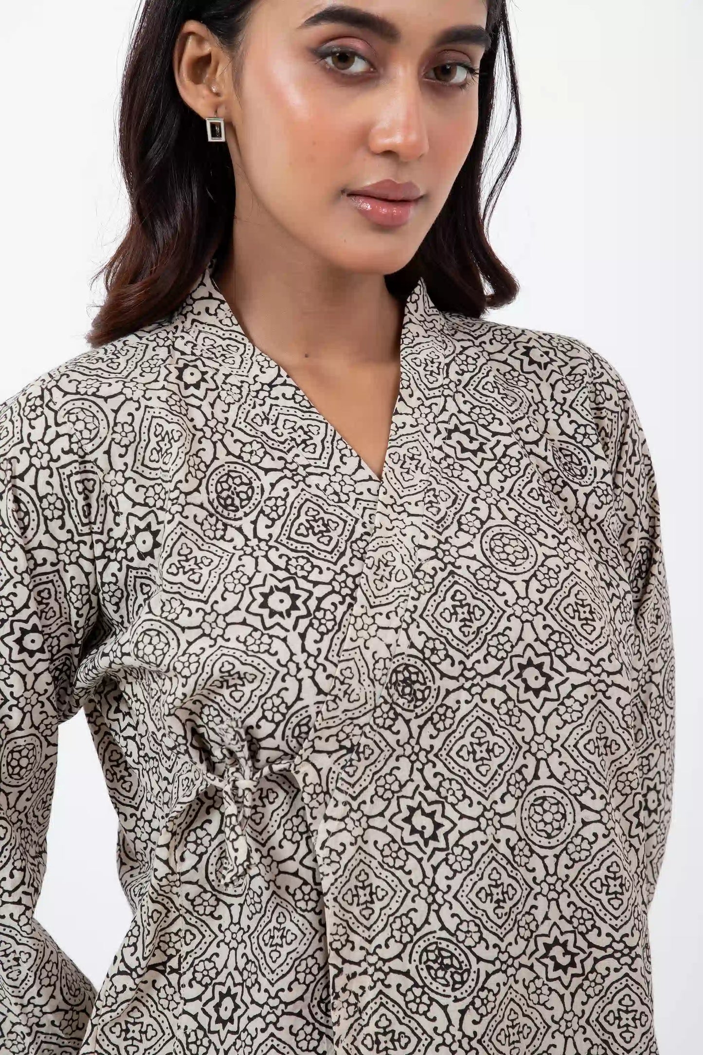 Block printed White Skyline Mughal Shirt