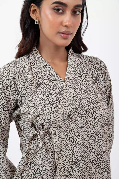 Block printed White Skyline Mughal Shirt