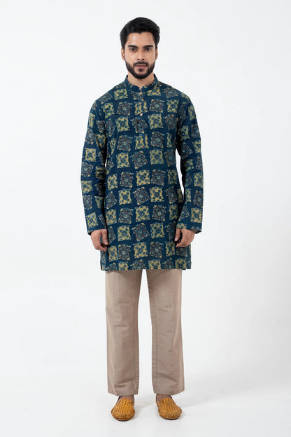 Block printed Classic Half Seagreen Short Kurta