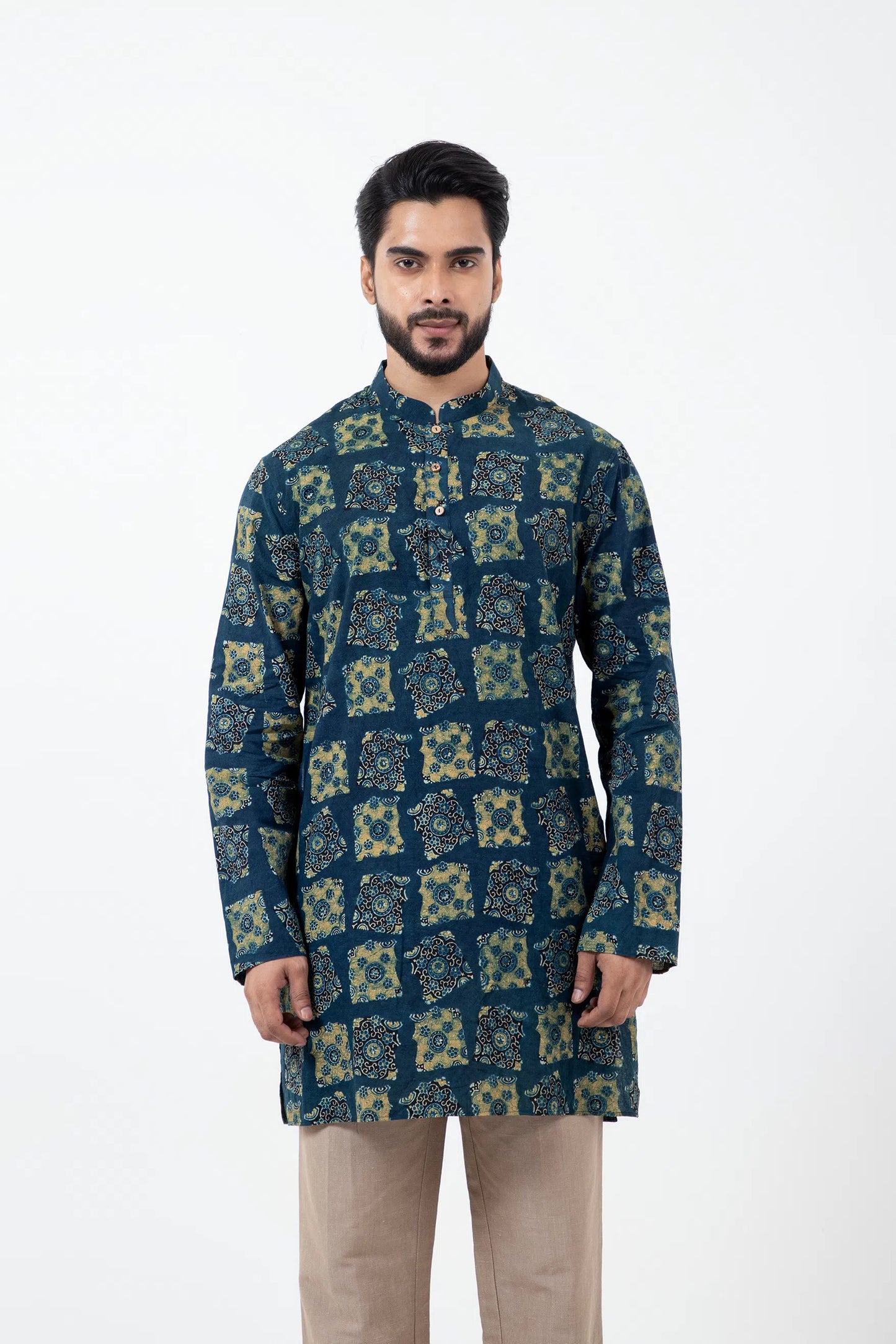 Block printed Classic Half Seagreen Short Kurta