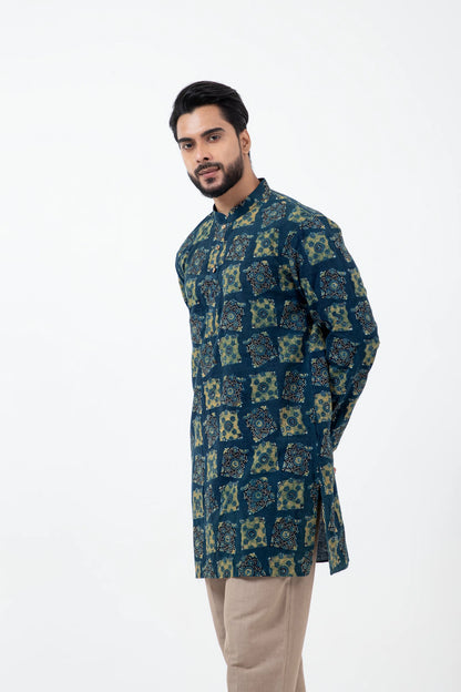 Block printed Classic Half Seagreen Short Kurta