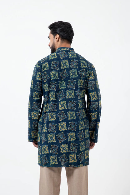 Block printed Classic Half Seagreen Short Kurta