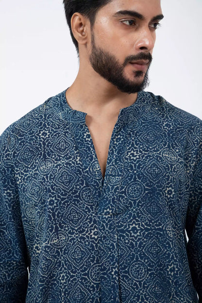 Block printed Clear sky Forever Kurta