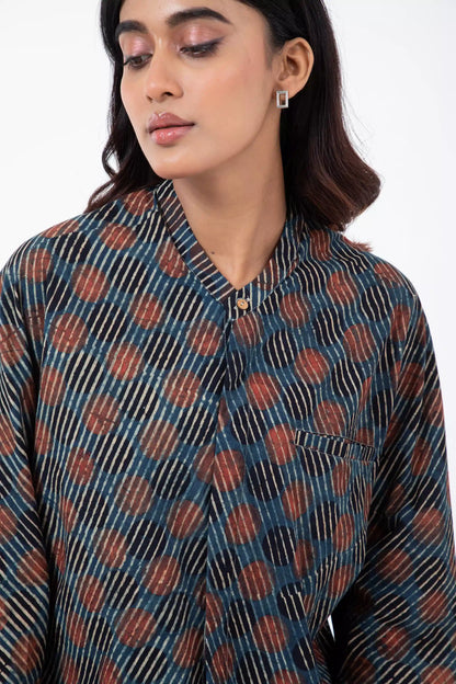 Block printed Sunset Jaapani Kimono Shirt