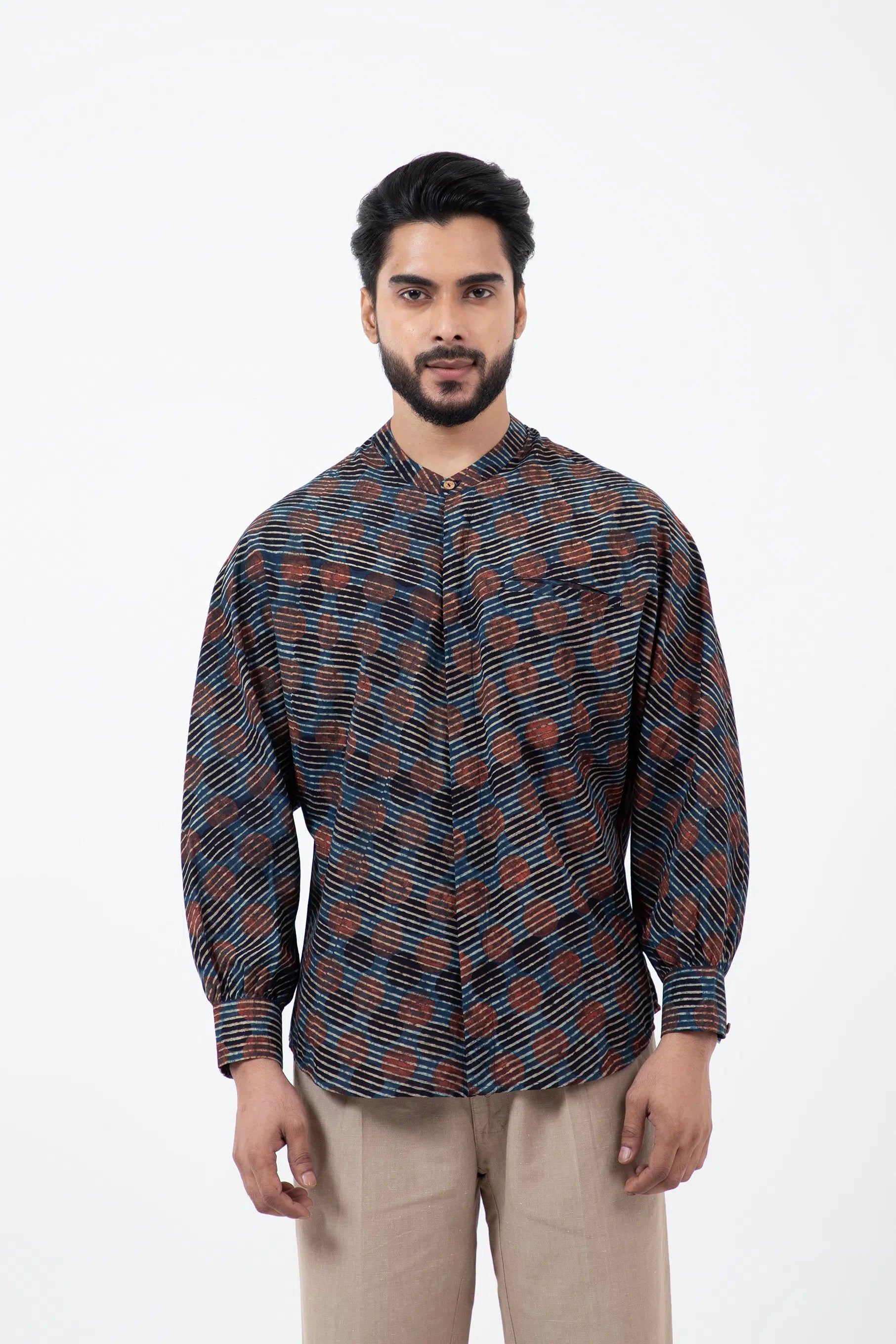 Block printed Sunset Jaapani Kimono Shirt | Inkriti