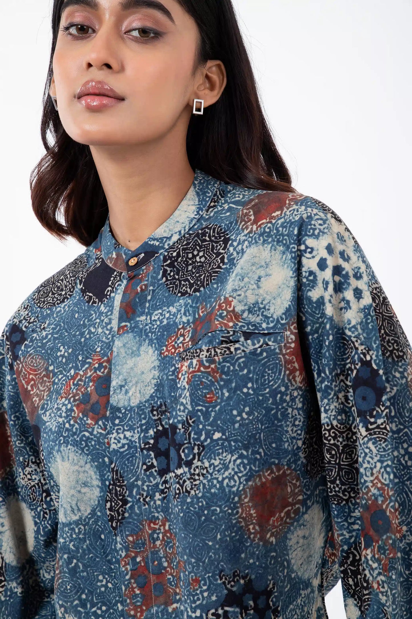 Block printed Indigo Jaapani Kimono Shirt