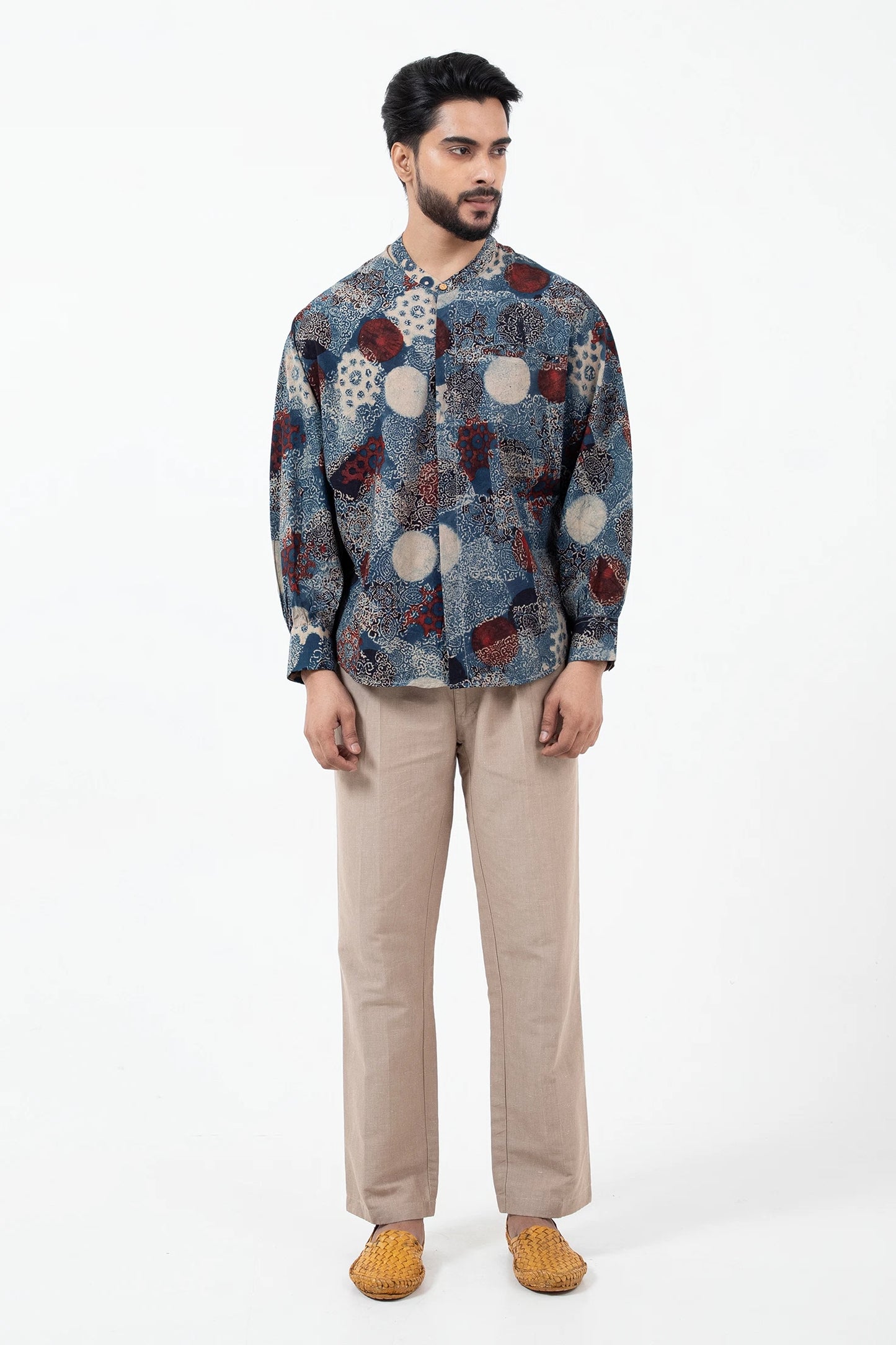 Block printed Indigo Jaapani Kimono Shirt