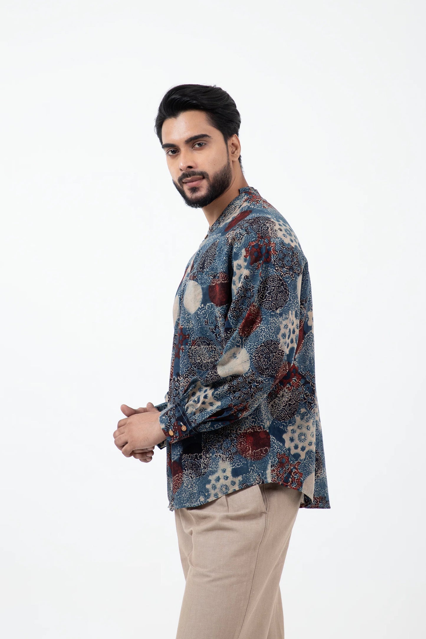 Block printed Indigo Jaapani Kimono Shirt