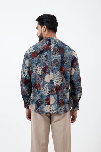 Block printed Indigo Jaapani Kimono Shirt