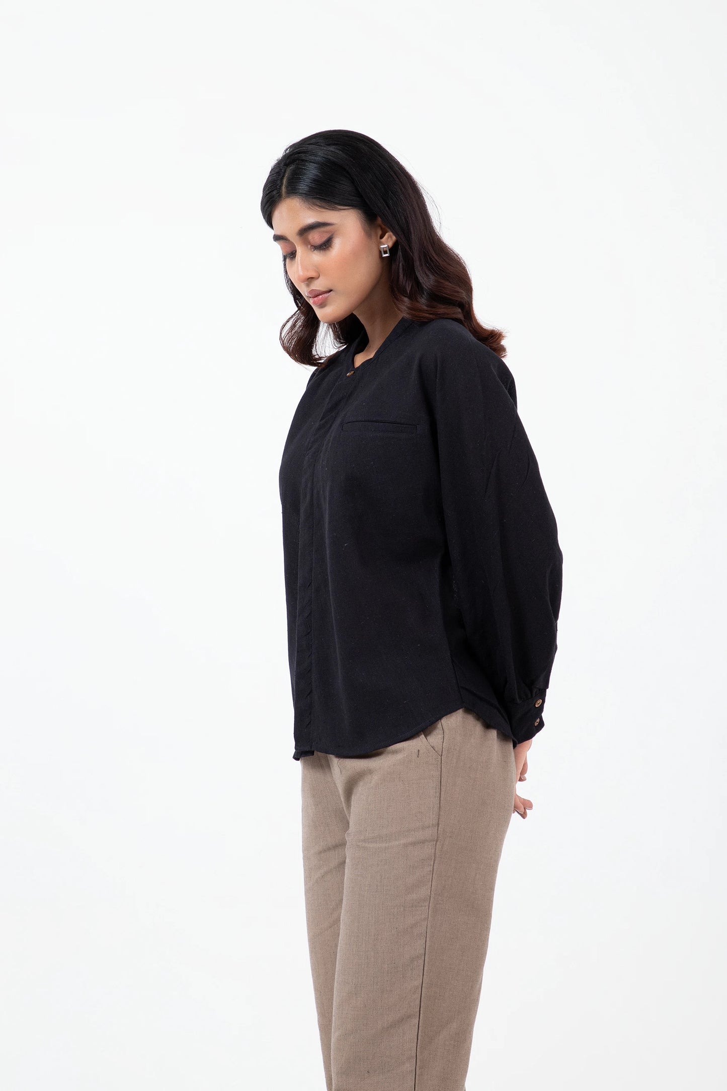 Kala Cotton Black Jaapani Kimono Shirt