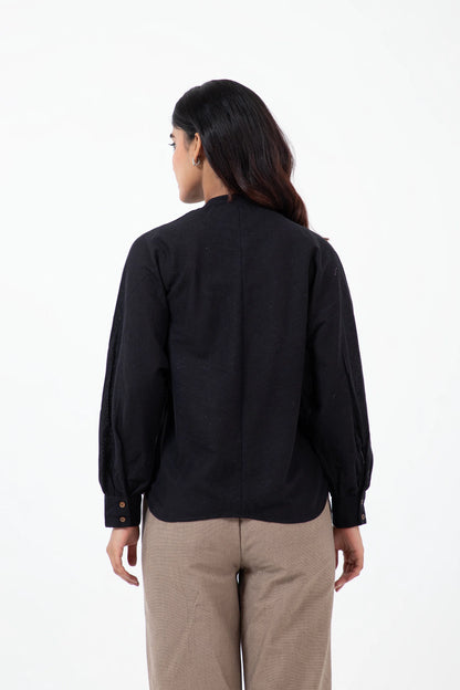 Kala Cotton Black Jaapani Kimono Shirt