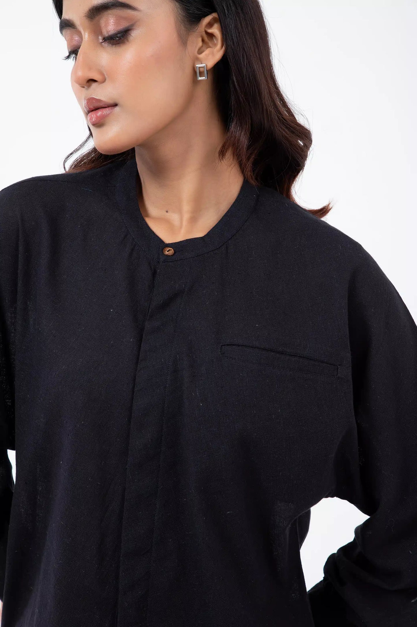 Kala Cotton Black Jaapani Kimono Shirt